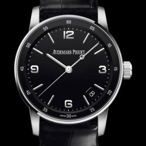 Replica Audemars Piguet Watch Code 11.59 Selfwinding 15210BC.OO.A002CR.01 White Gold - Black Dial - Strap Alligator