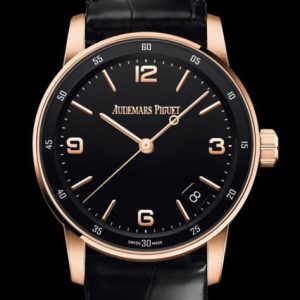 Replica Audemars Piguet Watch Code 11.59 Selfwinding 15210OR.OO.A002CR.01 Pink Gold - Black Dial - Strap Alligator