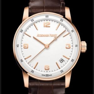 Replica Audemars Piguet Watch Code 11.59 Selfwinding 15210OR.OO.AO99CR.01 Pink Gold - White Dial - Strap Alligator