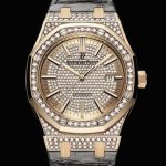 Replica Watch Audemars Piguet Royal Oak Automatique 15402OR.ZZ.D003CR.02 Pink Gold - Diamonds - Alligator Strap