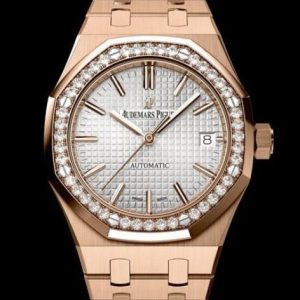Replica watch Audemars Piguet Royal Oak Automatique 15451OR.ZZ.1256OR.01 Pink Gold - Diamonds - Silvered Dial - Pink Gold Strap