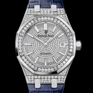 Replica Watch Audemars Piguet Royal Oak Automatique 15452BC.ZZ.D019CR.01 White Gold - Diamonds - Alligator Strap