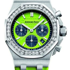 Replica Audemars Piguet Watch Royal Oak Offshore Selfwinding Chronograph 26231ST.ZZ.D038CA.01 Steel - Diamond - Green Dial - Rubber Strap