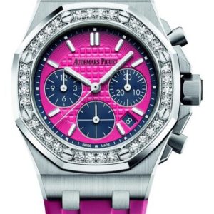Replica Audemars Piguet Watch Royal Oak Offshore Selfwinding Chronograph 26231ST.ZZ.D069CA.01 Steel - Diamond - Pink Dial - Rubber Strap