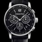 Replica Audemars Piguet Watch Code 11.59 Selfwinding Chronograph 26393BC.OO.A002CR.01 White Gold - Black Dial - Strap Alligator