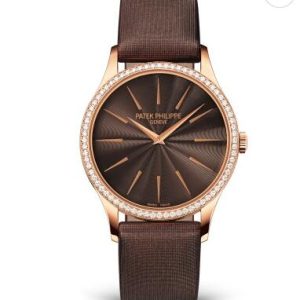 Cheapest Patek Philippe Calatrava Watches Prcies Replica Calatrava Diamond Brown Dial Ladies' Watch 4897R-001