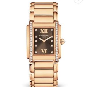 Patek Philippe Twenty 4 Price Women Replica Watch Rose Gold Brown Dial Watch 4910/11R-010