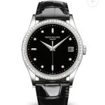 Cheapest Patek Philippe Calatrava Watches Prcies Replica Calatrava Black Dial Date Diamond Watch 5297G-001