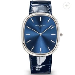 Cheapest Patek Philippe Golden Ellipse Price Blue Dial Platinum Replica Watch 5738P-001