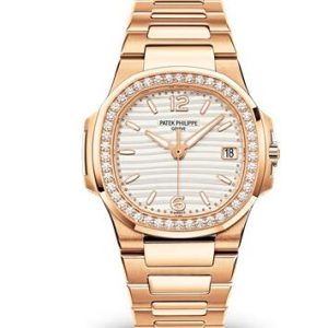 Patek Philippe Nautilus Watches Cheap Prices for Sale Replica Date & Silvery Opaline Dial Full Rose Gold 7010/1R-011
