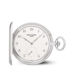 Vintage Patek Philippe Watches for Sale Cheap Price Replica White Gold Hunter Case Pocket Watch Silver Numerals 980G-010