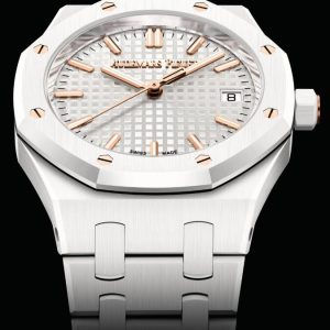 Audemars Piguet Replica Watch Royal Oak Selfwinding 34 White Ceramic 77350CB.OO.1266CB.01