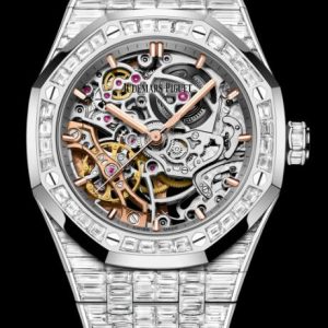 2023 Replica AP Watch Audemars Piguet Royal Oak 37 Double Balance Wheel Openworked White Gold - Baguette 15469BC.ZZ.1260BC.01