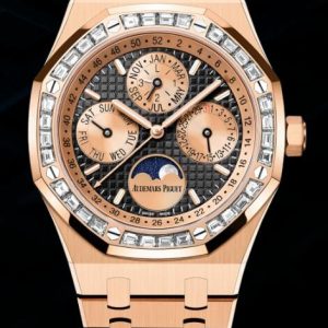 Replica AP Watch Audemars Piguet Royal Oak Perpetual Calendar 41 Pink Gold - Baguette Black 26614OR.ZZ.1220OR.01