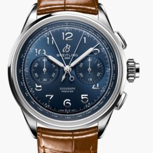 Replica Breitling Premier Heritage B15 Duograph 42 Steel Blue AB1510171C1P1 Men Watch
