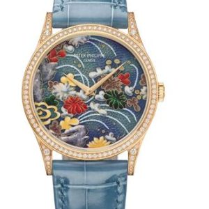 Cheapest Patek Philippe Watch Price Replica Calatrava 5077 Kimonos with Floral Patterns 5077/100R-057 Rose Gold