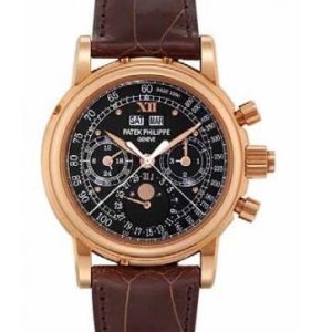 Cheapest Patek Philippe Perpetual Calendar Split Seconds Chronograph 5004 Watches Prcies Replica 5004R-Black Red Gold
