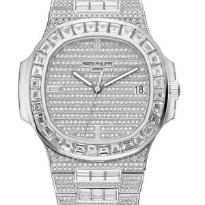Cheap Patek Philippe Nautilus 5719 White Gold Full Diamond Watches for sale 5719/1G-001