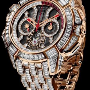 Jacob & Co. EPIC X CHRONO BAGUETTE ROSE GOLD BLACK CRYSTAL BRACELET Watch Replica EC380.40.BD.BD.A40BD Jacob and Co Watch Price
