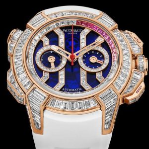 Jacob & Co. EPIC X CHRONO BAGUETTE BLUE MINERAL CRYSTAL ROSE GOLD Watch Replica EC422.40.BW.AA.A Jacob and Co Watch Price