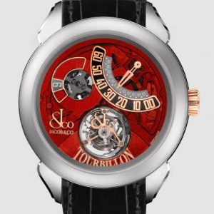 Jacob & Co. PALATIAL FLYING TOURBILLON JUMPING HOURS TITANIUM (RED MINERAL CRYSTAL) Watch Replica PT520.24.NS.QB.A Jacob and Co Watch Price