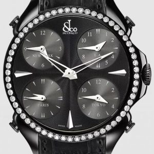 Jacob & Co. PALATIAL FIVE TIME ZONE BLACK PVD COATING, WHITE DIAMONDS Watch Replica PZ500.11.RO.LA.A Jacob and Co Watch Price