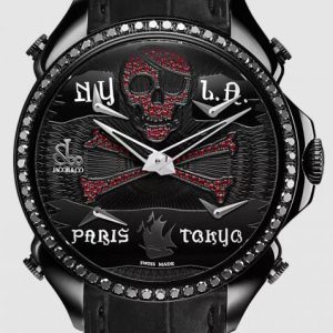 Jacob & Co. PALATIAL FIVE TIME ZONE PIRATE BLACK PVD RUBY SET DIAL & BLACK DIAMOND SET BEZEL Watch Replica PZ500.11.SO.NU.A Jacob and Co Watch Price