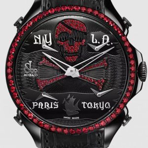 Jacob & Co. PALATIAL FIVE TIME ZONE PIRATE BLACK PVD RUBY SET DIAL & BEZEL Watch Replica PZ500.11.VO.NU.A Jacob and Co Watch Price