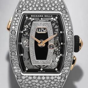 Replica Richard Mille RM 037 White Gold Diamond Black Rubber Watch