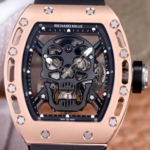 Replica Richard Mille RM 052 Rose Gold Black skull Watch