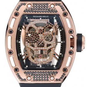 Replica Richard Mille RM 052 Tourbillon Skull Rose Gold with black diamonds Watch