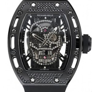 Replica Richard Mille RM 052 Tourbillon Skull titanium with black diamonds Watch