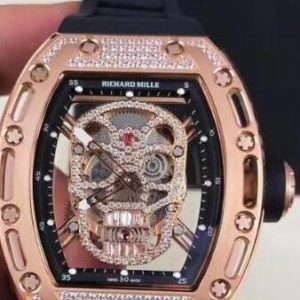 Replica Richard Mille RM 052 rose gold diamond skull Watch