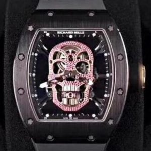 Replica Richard Mille RM 52-01 Red Diamonds Skull Tourbillon Watch