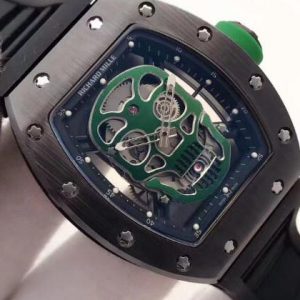 Replica Richard Mille RM 52 Black ceramic Green Skull Watch