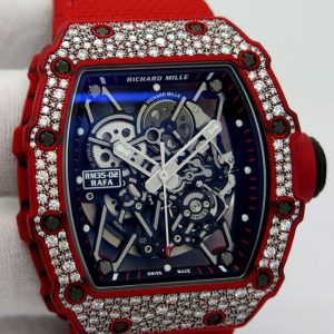 Replica Richard Mille RM35-02 Rafael Nadal Red Quartz TPT Diamond Watch
