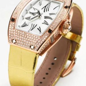 Replica Richard Mille RM 007 Rose Gold Diamonds White Dial Watch