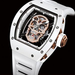 Replica Richard Mille RM 052 Gold white skull Toutuo flywheel Watch